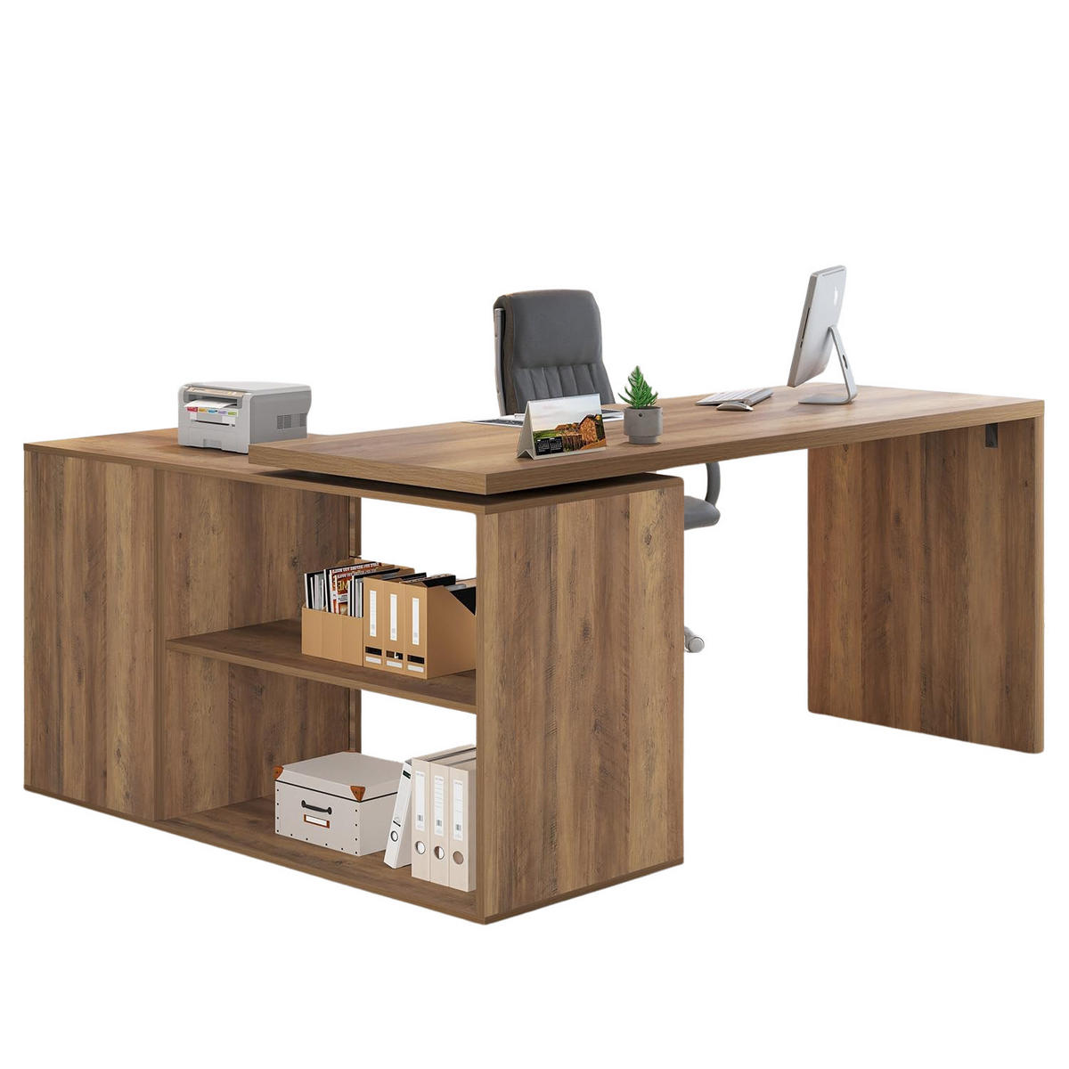 SCHREIBTISCH mit Schubladen flexibel 140 x 50 x 76 cm - Eichefarben, Holzwerkstoff/Metall (50/140/76cm) - Quality Elegance