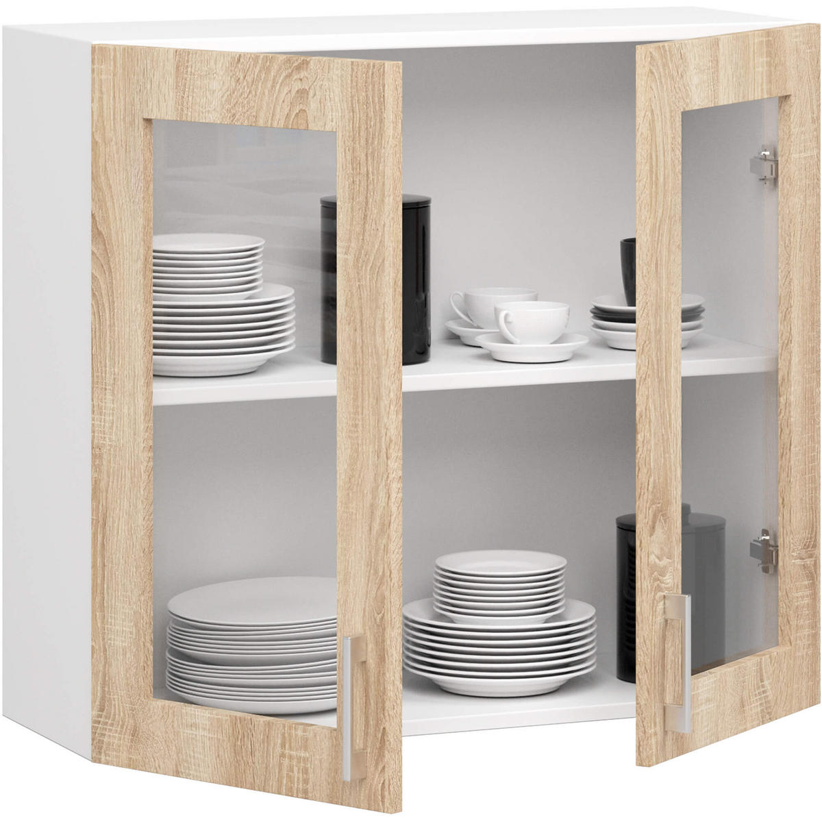 HÄNGESCHRANK Weiß, Eiche Sonoma 72/80/30,5 - Weiß/Sonoma Eiche, Holzwerkstoff (80/72/30cm) - RAUMHIRSCH FURNITURE