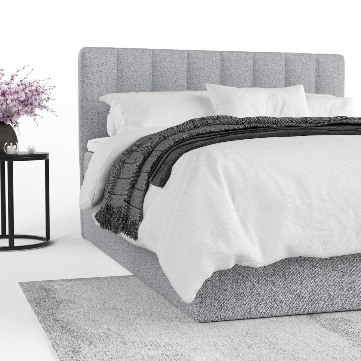 BOXBETT Lusso 200/200 cm Grau im Riva Stoff - Schwarz/Grau, Holz/Holzwerkstoff (200/200cm) - AltaBeds