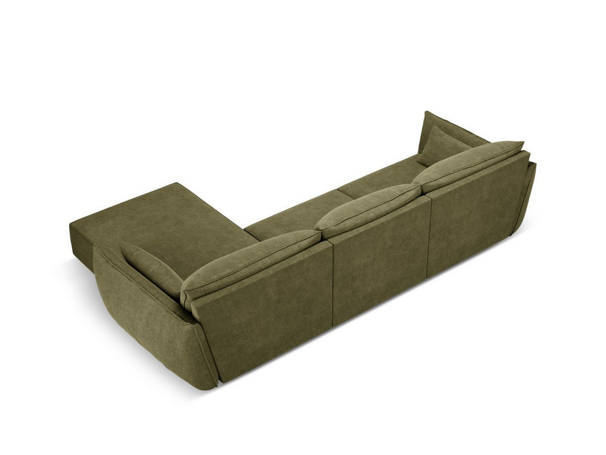 ECKSOFA rechts Kaelle aus Chenille-Stoff grün 4 Sitzplätze - Grün, Textil (171/308cm) - Micadoni