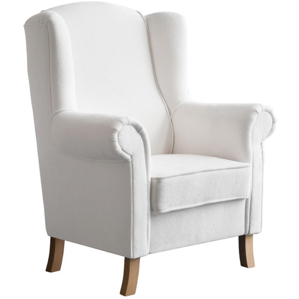 OHRENSESSEL Leonardo beige boucle-stoff - Beige, Holz/Textil (88/118/86cm) - Beautysofa