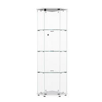 VITRINE mit RGB LED Beleuchtung - Eckvitrine mit 4 Ebenen und 1 Glastür - Glaskvitrine mit Schloss - Weiß - Weiß, Glas (60/162/42.5cm) - DELFA