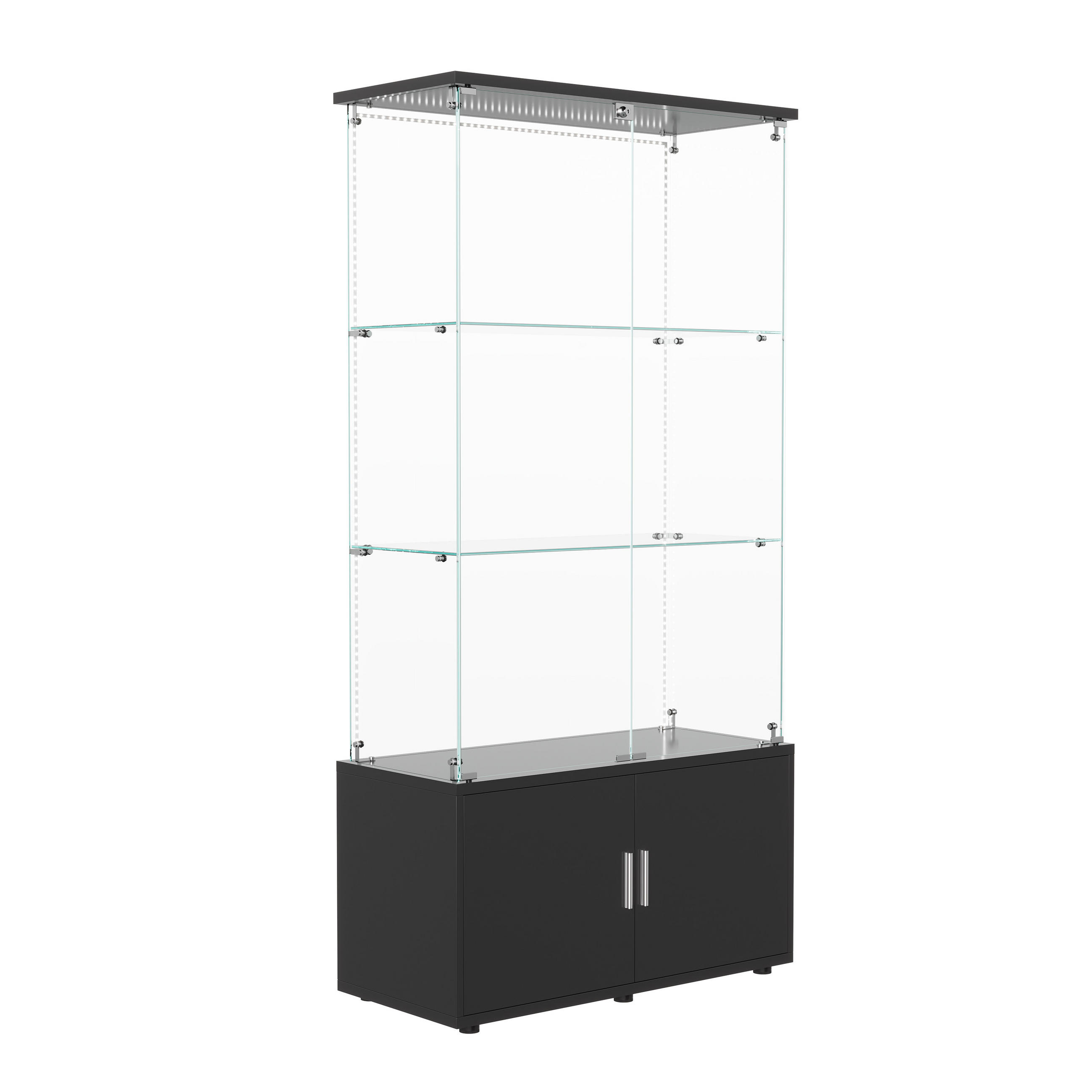 Fortuna Lai Glasvitrine Schwarz 78.5x164x35 cm