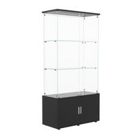 GLASVITRINE 164x78,5x35 cm 4 Türen 6 Einlegeböden LED schwarz - Schwarz, Holz (78.5/164/35cm) - LEBENLANG