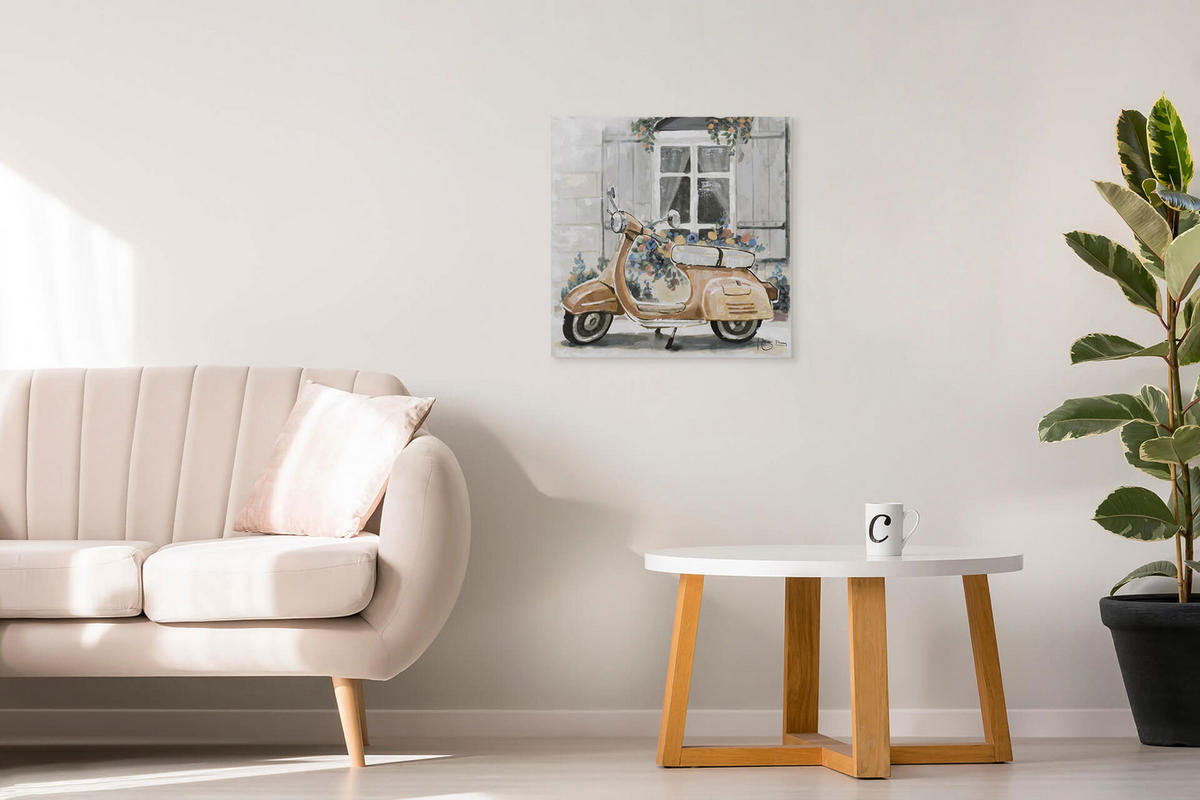 ACRYLBILD HANDGEMALT 60/60 cm - Beige/Grau, Holz/Textil (0.7/60cm) - KUNSTLOFT
