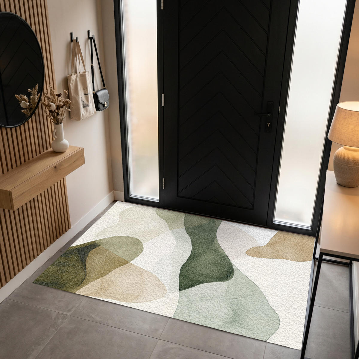 FUSSMATTE Japandi - Abstrakt - Grün Schmutzfangmatte 180x120 cm - Multicolor, Kunststoff (180/120cm) - MuchoWow