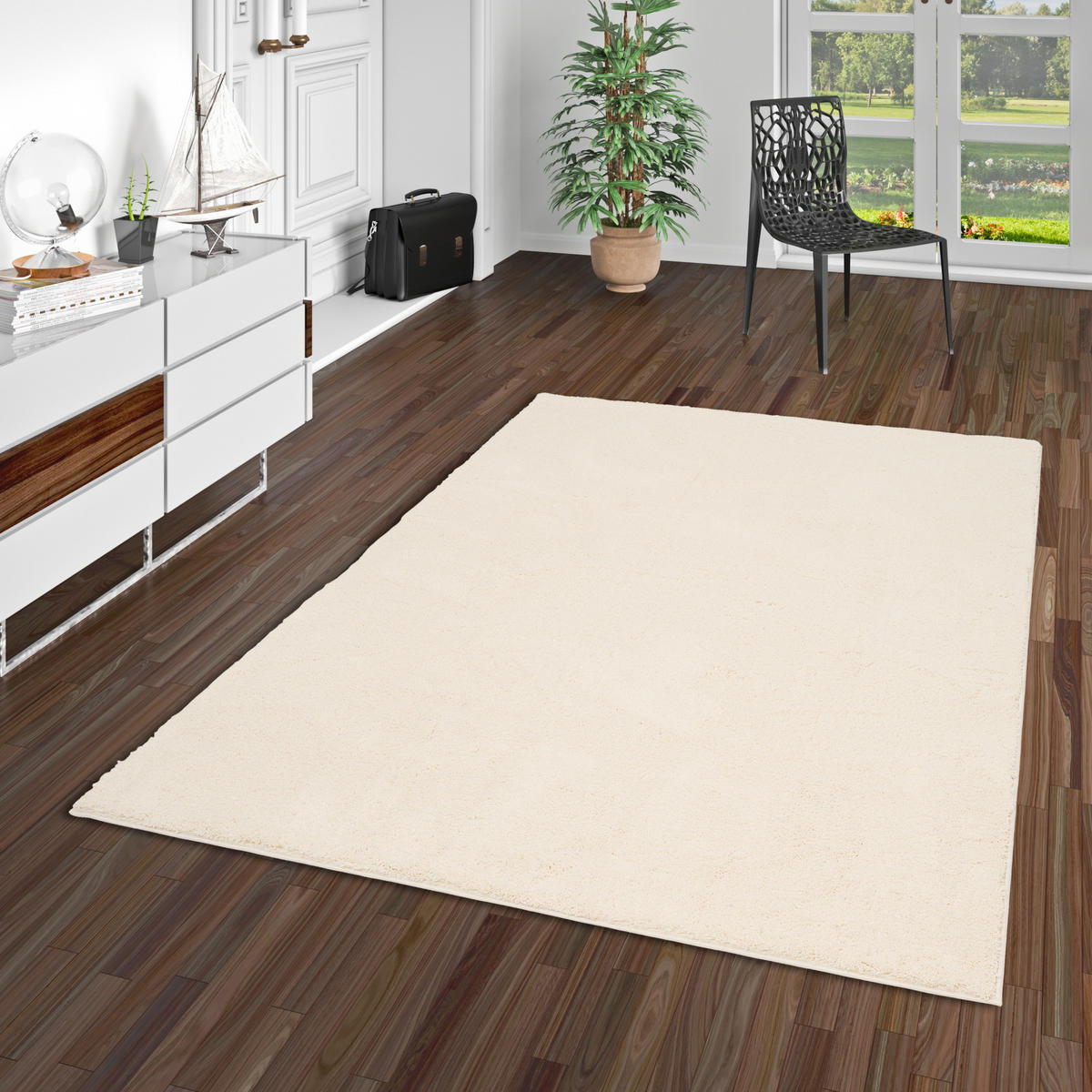 HOCHFLOR LANGFLOR SUPER SOFT TEPPICH SILKY - Creme, Textil (80/150cm) - Pergamon