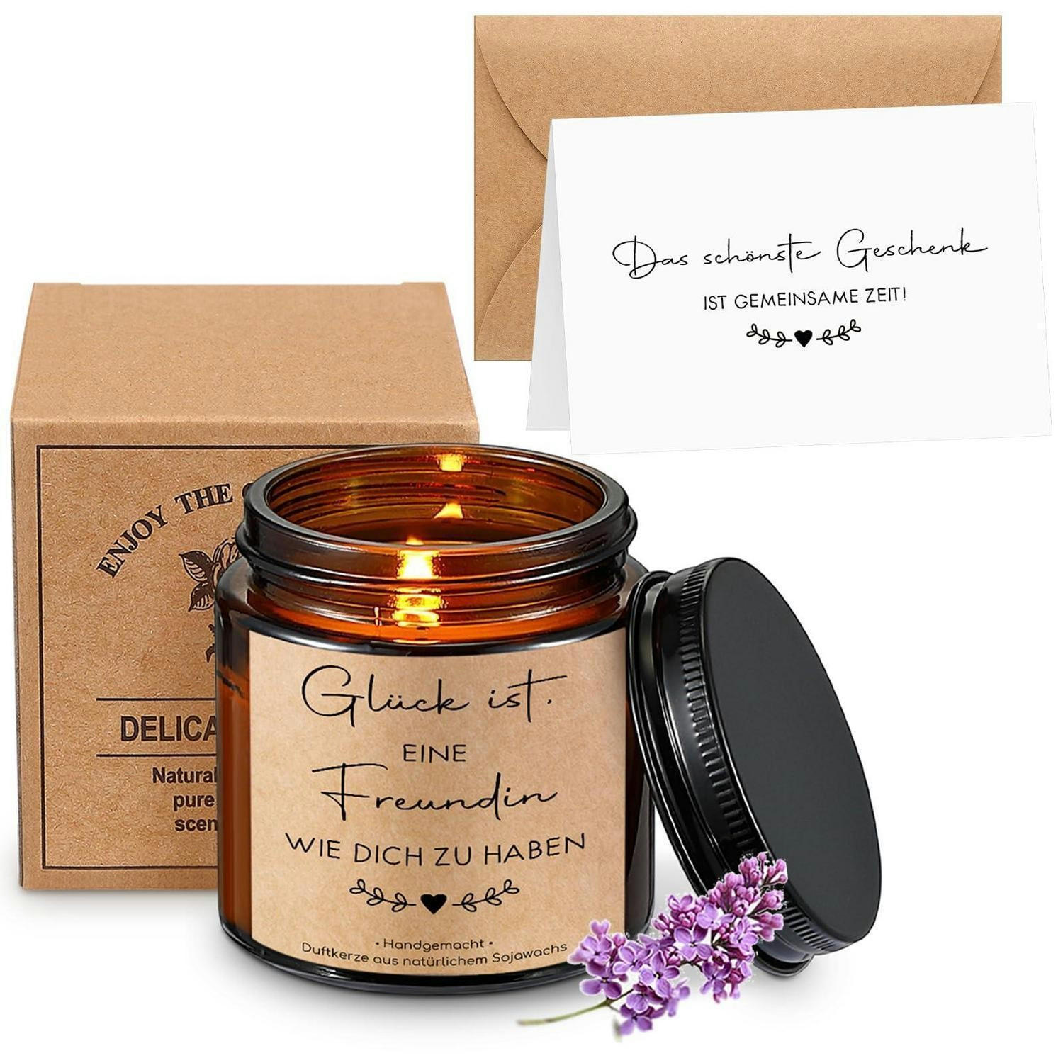 DUFTKERZE im Glas Lavendel 100g Set - Braun, Paraffin (6.2cm)