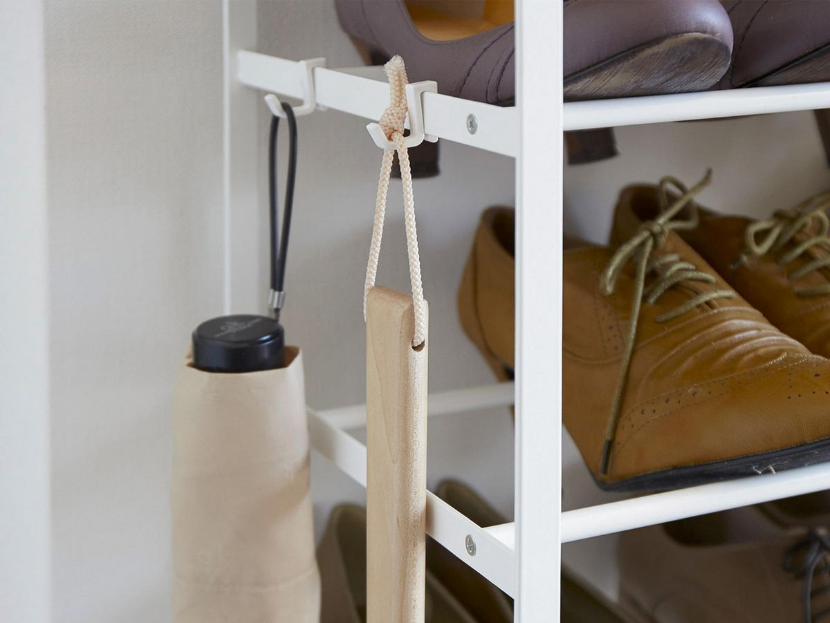 SCHUHREGAL Tower weiß 66/87/25 cm schmal mit Ablage - Weiß, Metall (66/87/25cm) - Yamazaki