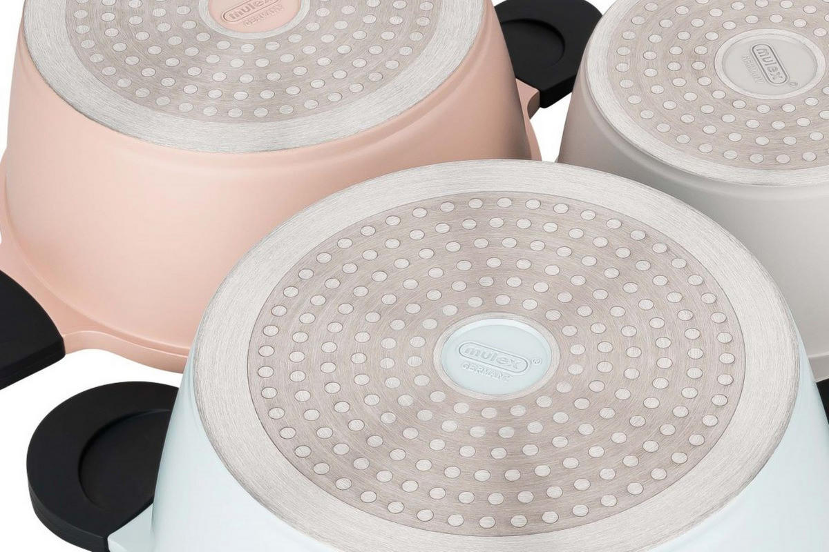 KOCHTOPFSET Happiness Tastyline - Altrosa/Hellblau, Metall - Mulex