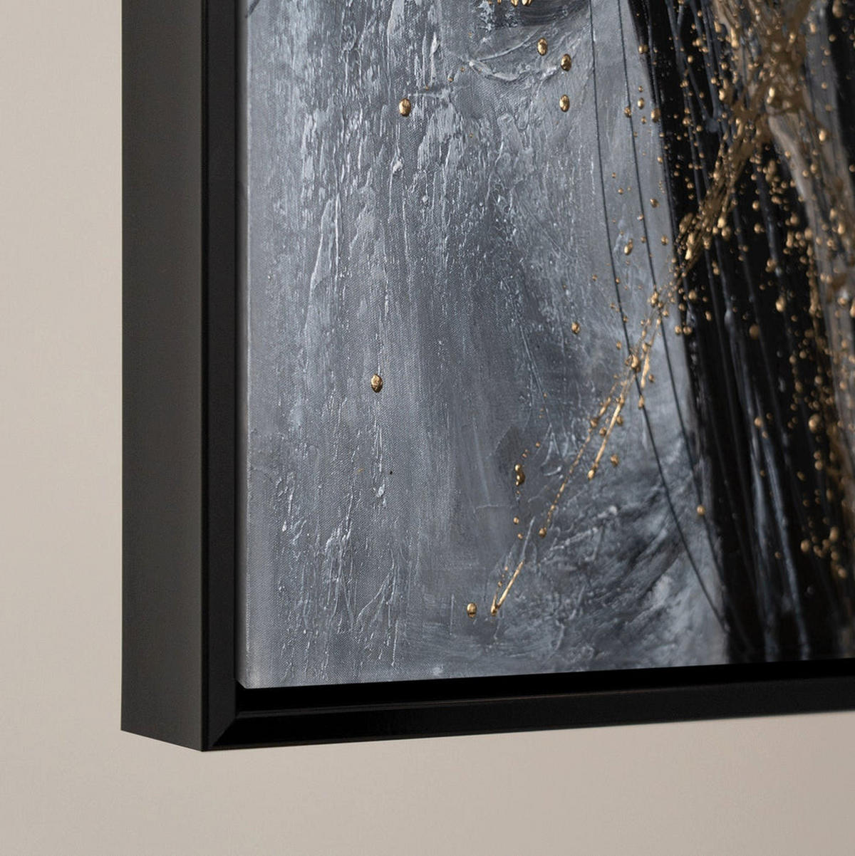 GEMÄLDE Goldener Strich Schattenfugenrahmen Schwarz 120x80 cm - Schwarz, Holz (120/80cm) - YS-art gallery
