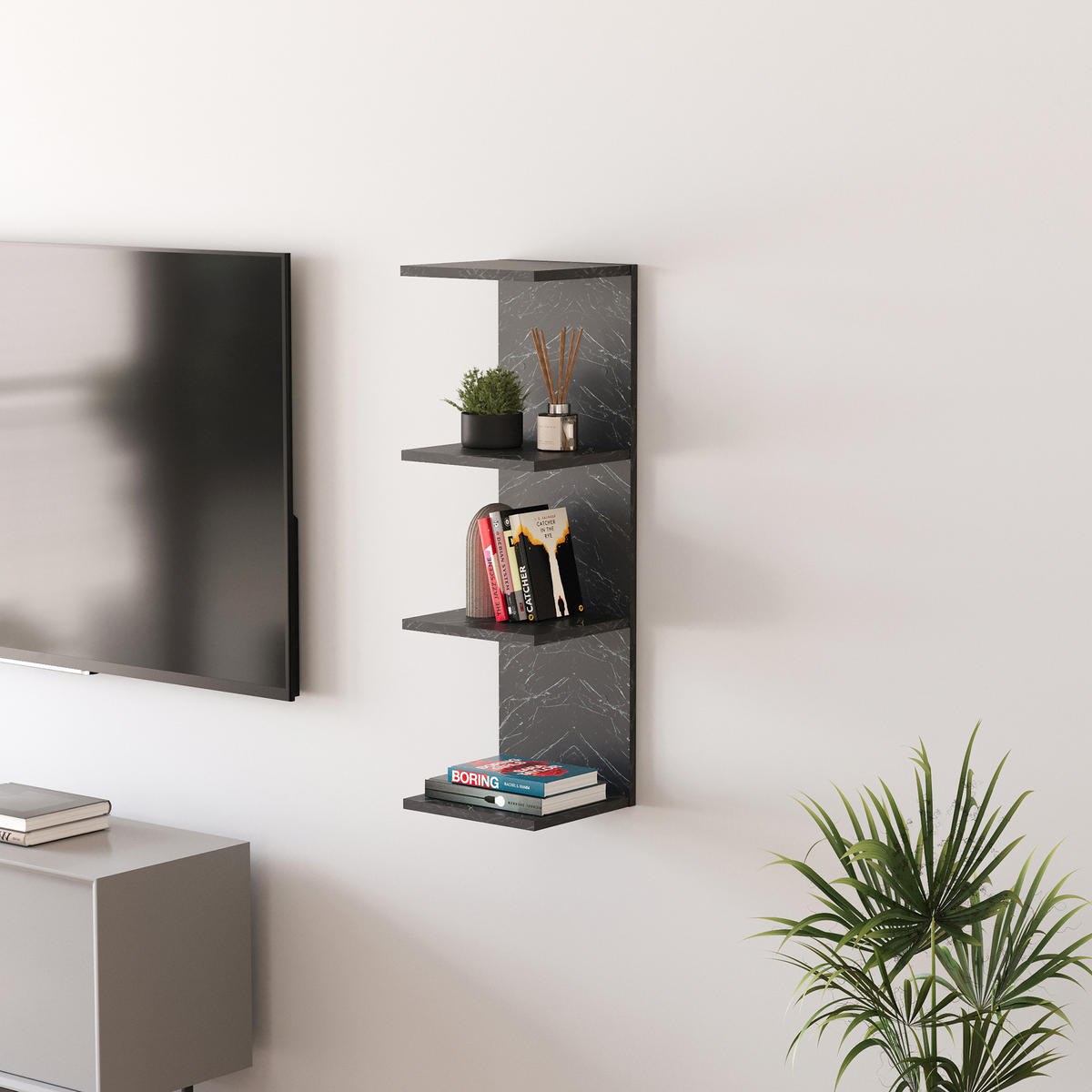 WANDREGAL Surahammar - Schwarz, Holzwerkstoff (30/95/28cm) - [en.casa]