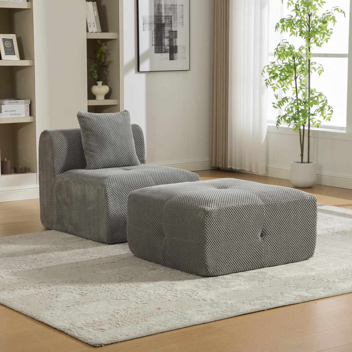 SOFA Chenille Grau mit Kissen - Grau, Textil (77/75/157cm) - WISHDOR