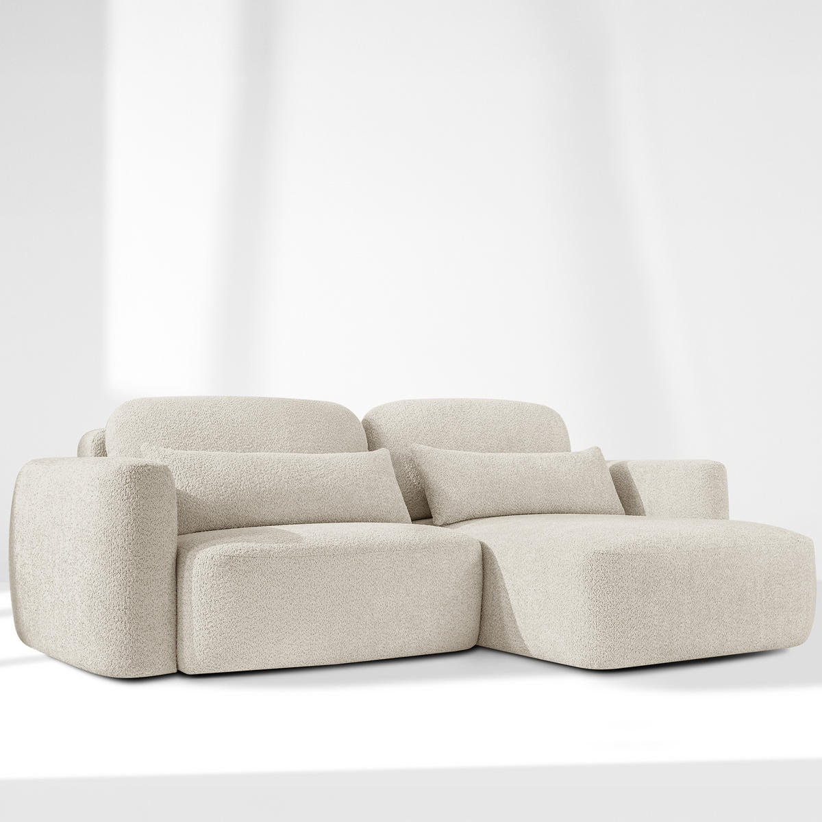 ECKSOFA rechts ELOSA - Weiß, Holz/Textil (245/165cm) - KONSIMO®
