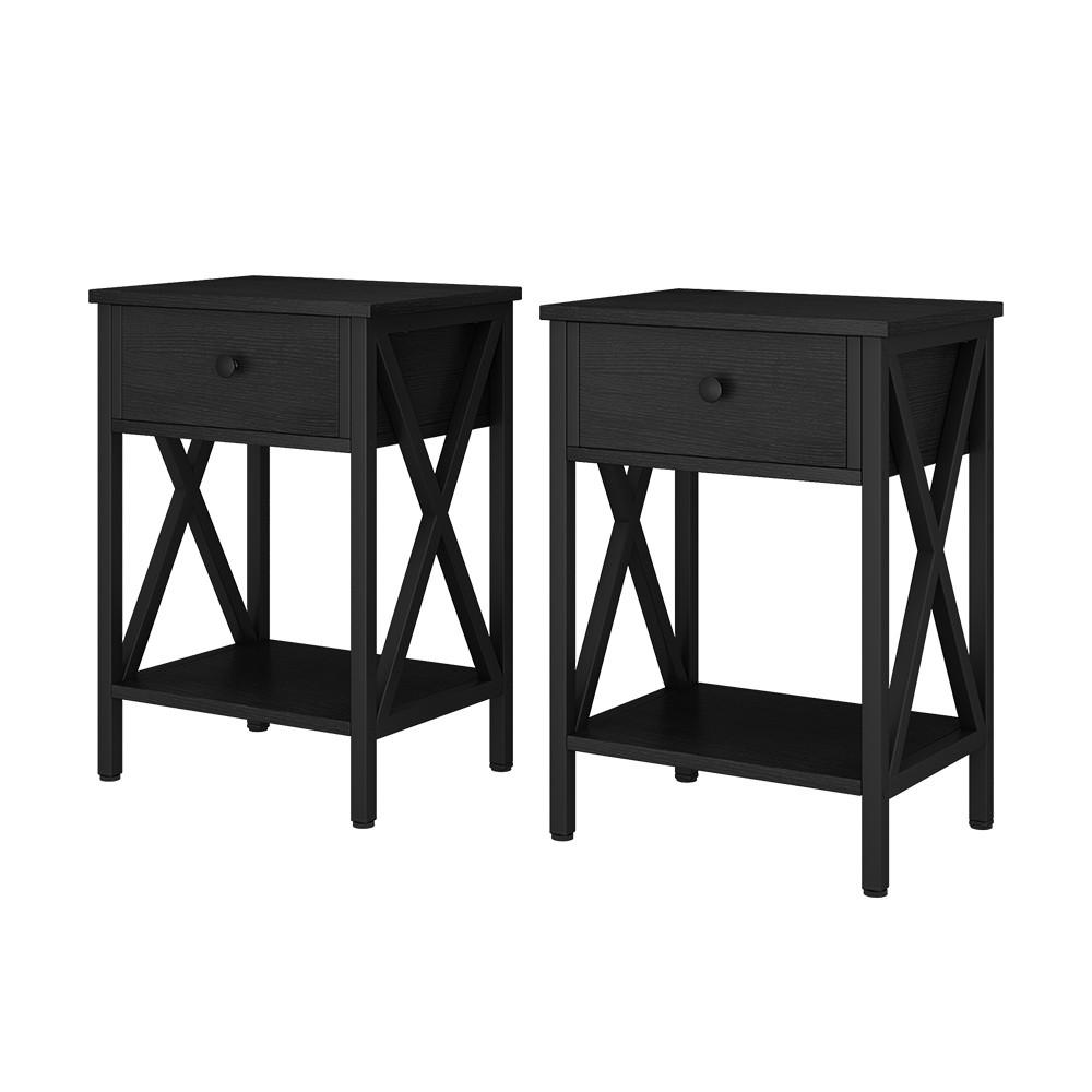 NACHTTISCH Keno Schwarz 40 x 55 cm 2er Set - Schwarz, Holzwerkstoff (40/55/30cm) - Vicco