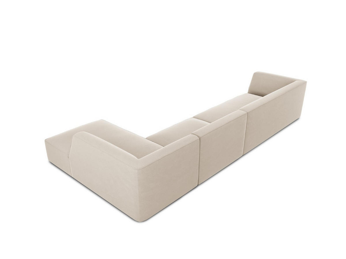 ECKSOFA rechts Ruby aus Samt beige 5 Sitzplätze - Beige, Textil (180/366cm) - Micadoni