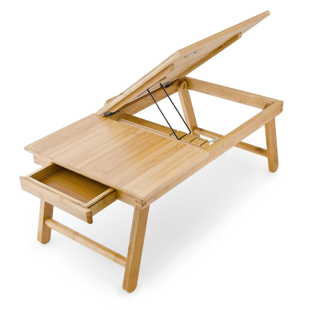 PODNOS prírodná bambus skladací výškovo nastaviteľný - svetlohnedá, drevo (55/33/24cm) - Relaxdays