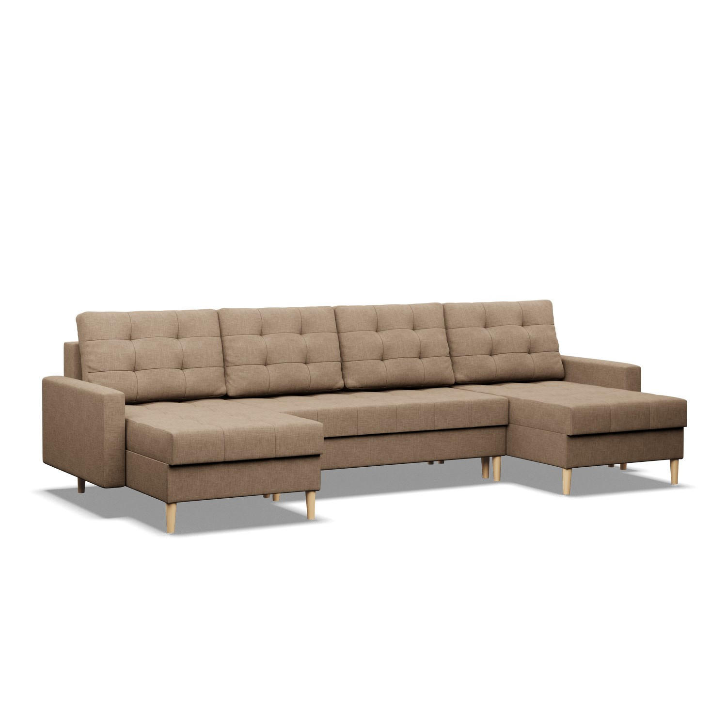 U-SOFA MIT SCHLAFFUNKTION ELMA, Braun - Braun, Textil (294/88/140cm)