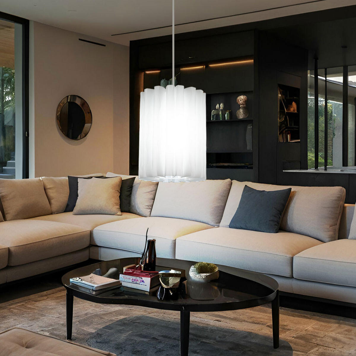 LED HÄNGELEUCHTE gewellt Weiß - Weiß, Kunststoff (27/27/135cm) - Esto