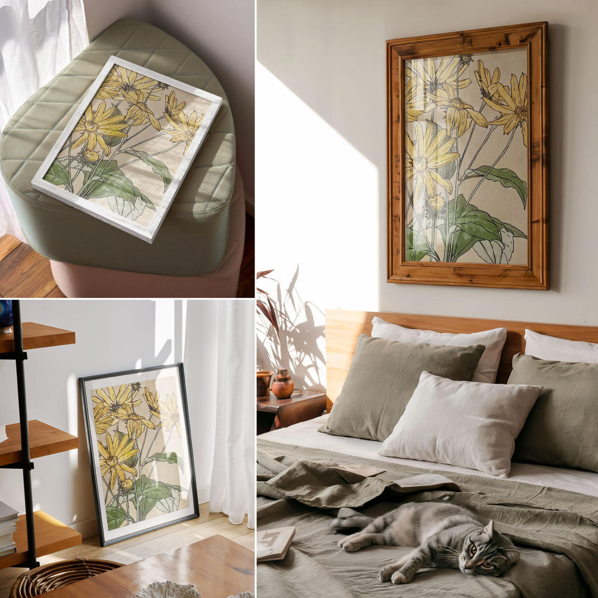 POSTER - 29x42 cm - Hannah Borger Overbeck - Sonnenblumen - Gelb, Textil (29/42/0.1cm) - TULUP