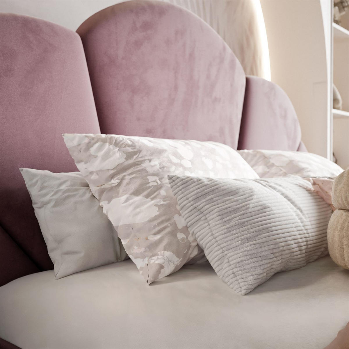 POLSTERBETT ARIEL mit Bettkasten 90x200 cm Element 10 - Rosa, Textil (90/200cm) - Lookway