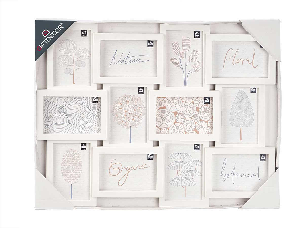 MULTIRAHMEN für 12 Fotos 10/15 cm - Weiß, Kunststoff (60/46.5/2.5cm) - Giftdecor