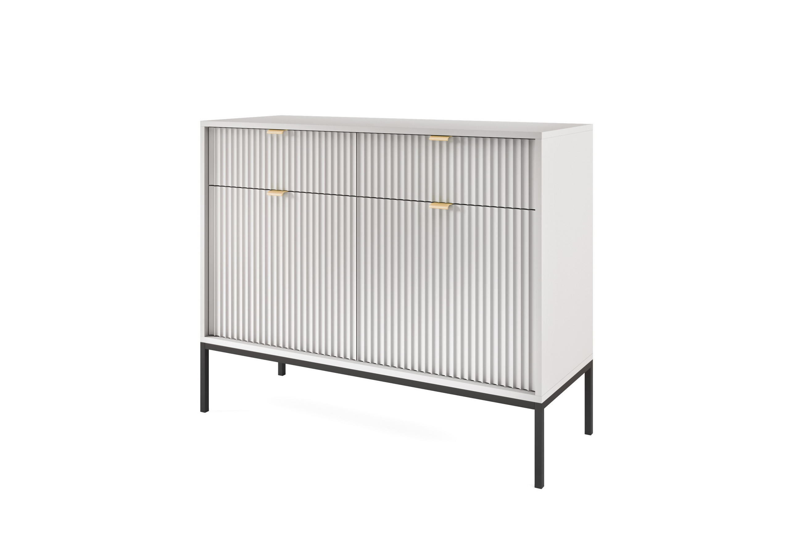 KOMMODE NOVA, Geriffelte Front, 2-Türen, 2-Schubladen 104x39x83 cm, Grau - Graphitfarben/Schwarz, Holzwerkstoff/Kunststoff (104/83/39cm) - DomoHome