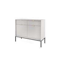 KOMMODE NOVA, Geriffelte Front, 2-Türen, 2-Schubladen 104x39x83 cm, Grau - Graphitfarben/Schwarz, Holzwerkstoff/Kunststoff (104/83/39cm) - DomoHome