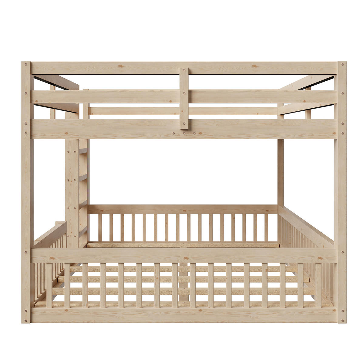 ETAGENBETT 160/200 cm in Natur mit Geländern aus Kiefer und MDF - Naturfarben, Holz/Holzwerkstoff (160/200cm) - CHICFURN