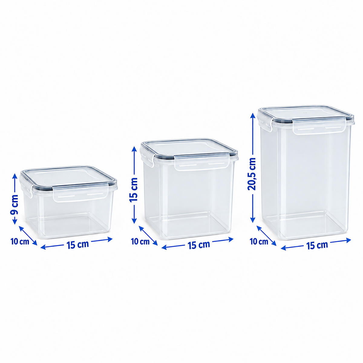 POSODE Prozorne 16-delni-set plastika s klik zapiranjem - prozorna, umetna masa - Relaxdays
