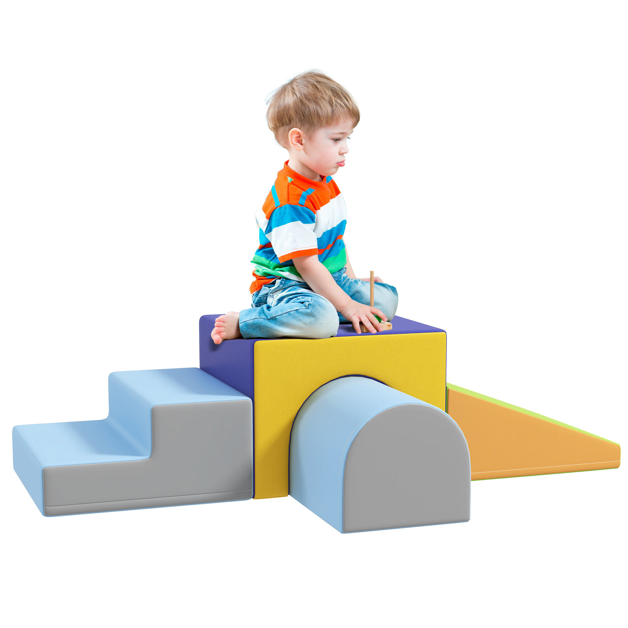 BAUSTEINSET - Hellblau/Grau, Kunststoff (50/39/150cm) - HOMCOM