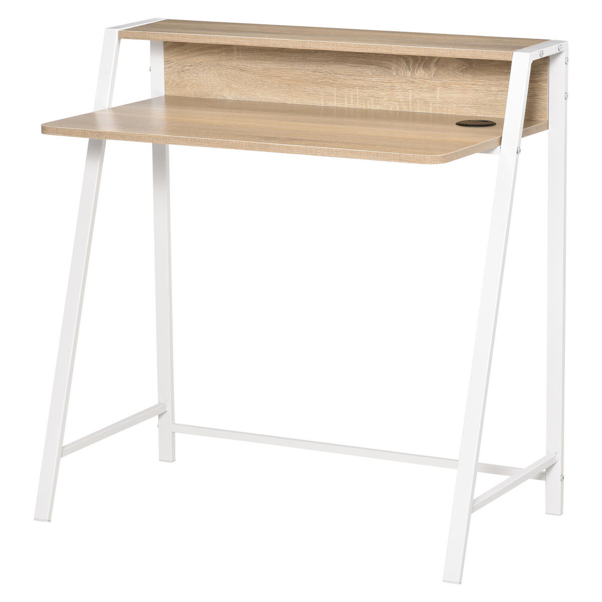 SCHREIBTISCH DE-09122 mit Ablage und Kabelmanagement Eiche - Eichefarben, Metall (84/45/85cm) - ComfortXL