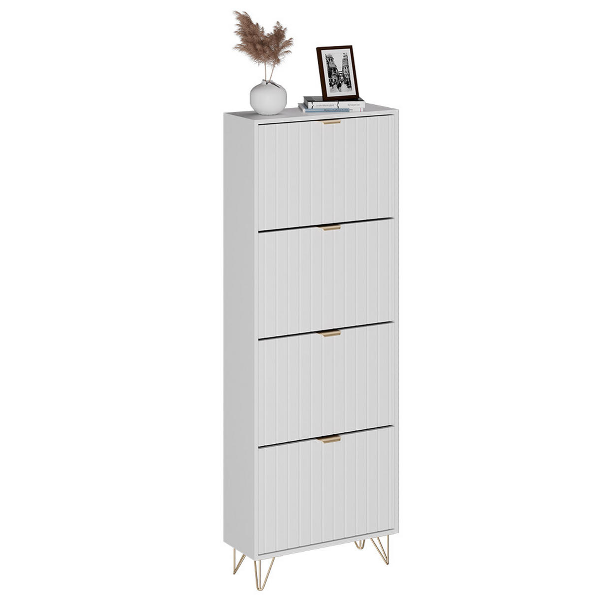 SCHUHSCHRANK Helge Weiß 60 x 166.7 cm 4 Fächer - Weiß, Holzwerkstoff (60/166.7/23.5cm) - Vicco