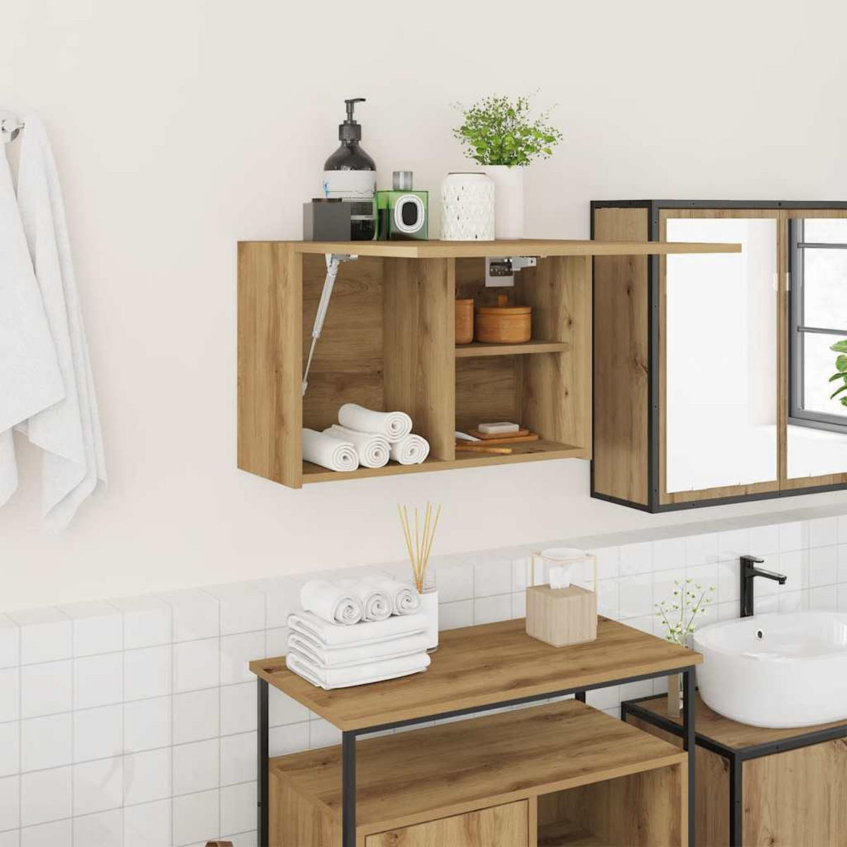 BAD-WANDSCHRANK Artisan-Eiche 60/25/40 Cm Holzwerkstoff - Braun, Holzwerkstoff (25/40/60cm) - vidaXL