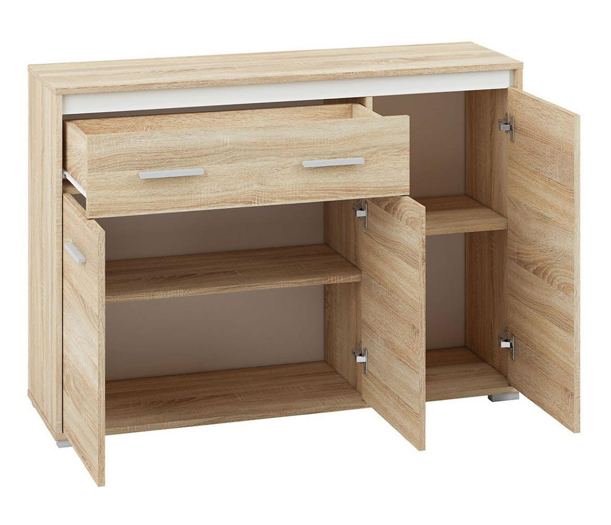 KOMMODE Avo Sonoma Eiche 120 / 34 / 85cm - Eichefarben/Weiß, Holzwerkstoff/Kunststoff (120/85/34cm) - Feldmann-Wohnen