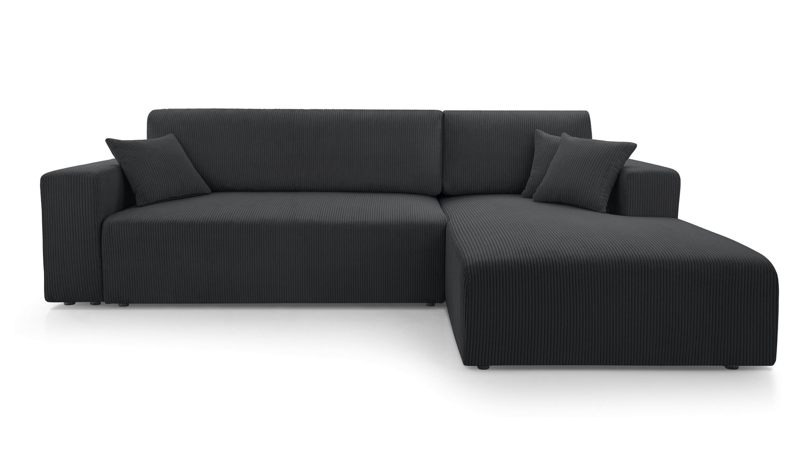 ECKSOFA L Form Catea Dunkelgrau 279/145/84 cm Rechts mit Schlaffunktion - Dunkelgrau/Schwarz, Kunststoff/Textil (279/145cm) - AX Living