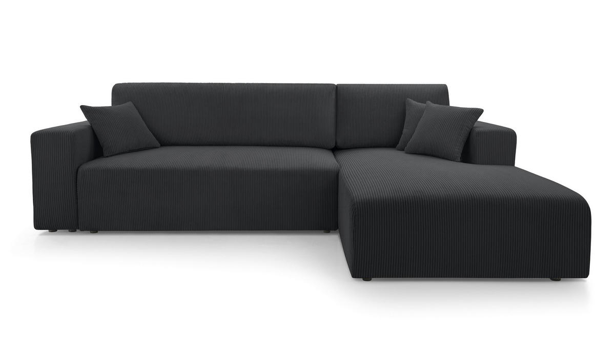 ECKSOFA L Form Catea Dunkelgrau 279/145/84 cm Rechts mit Schlaffunktion - Dunkelgrau/Schwarz, Kunststoff/Textil (279/145cm) - AX Living