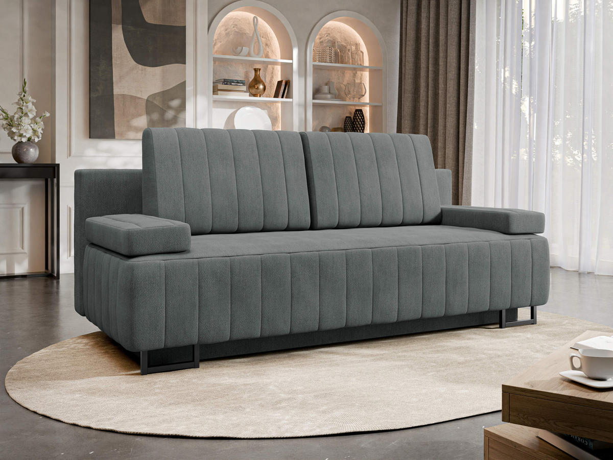 SCHLAFSOFA Laguna - Greige/Schwarz, Holz/Textil (200/90/90cm) - MIRJAN24
