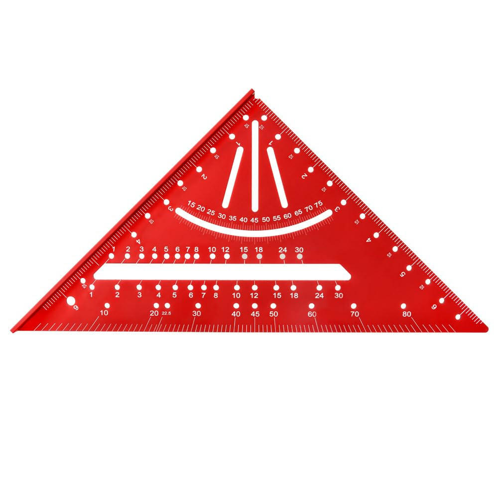 WINKELMESSER - Rot - Aus Metalllegierung, mit Winkelmesser, Winkel von 30, 45, 60 und 90 Grad, in imperialen Einheiten. - Rot, Metall (18.5/18.5/26cm) - DCA