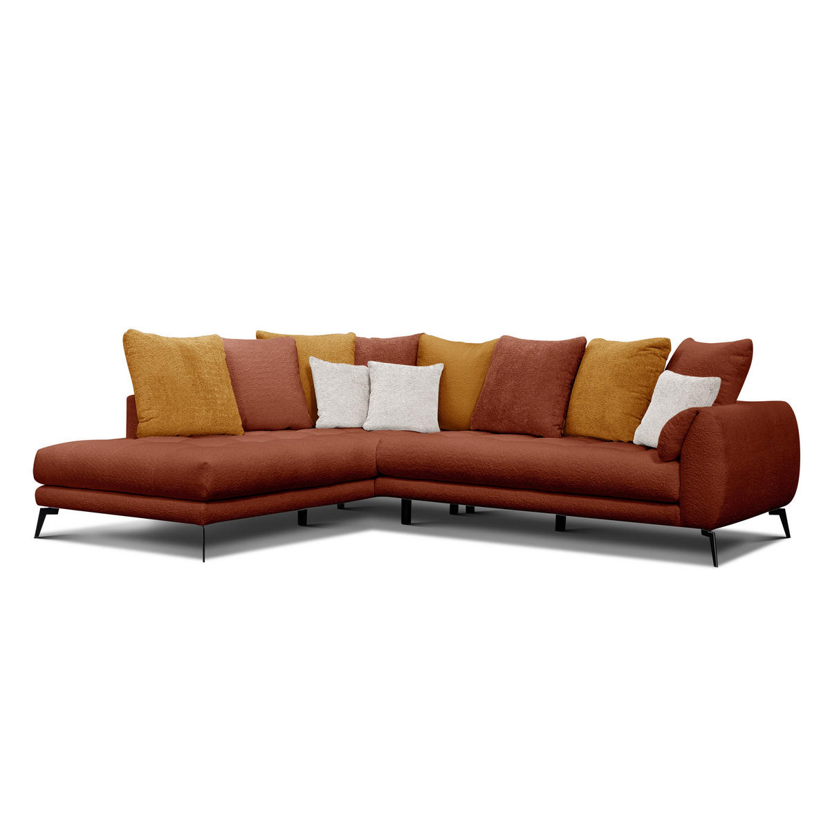 ECKSOFA CALME 5-Sitzer, dunkelorange und écru - Dunkelorange, Holz/Textil (294/229cm) - Courtois Laville