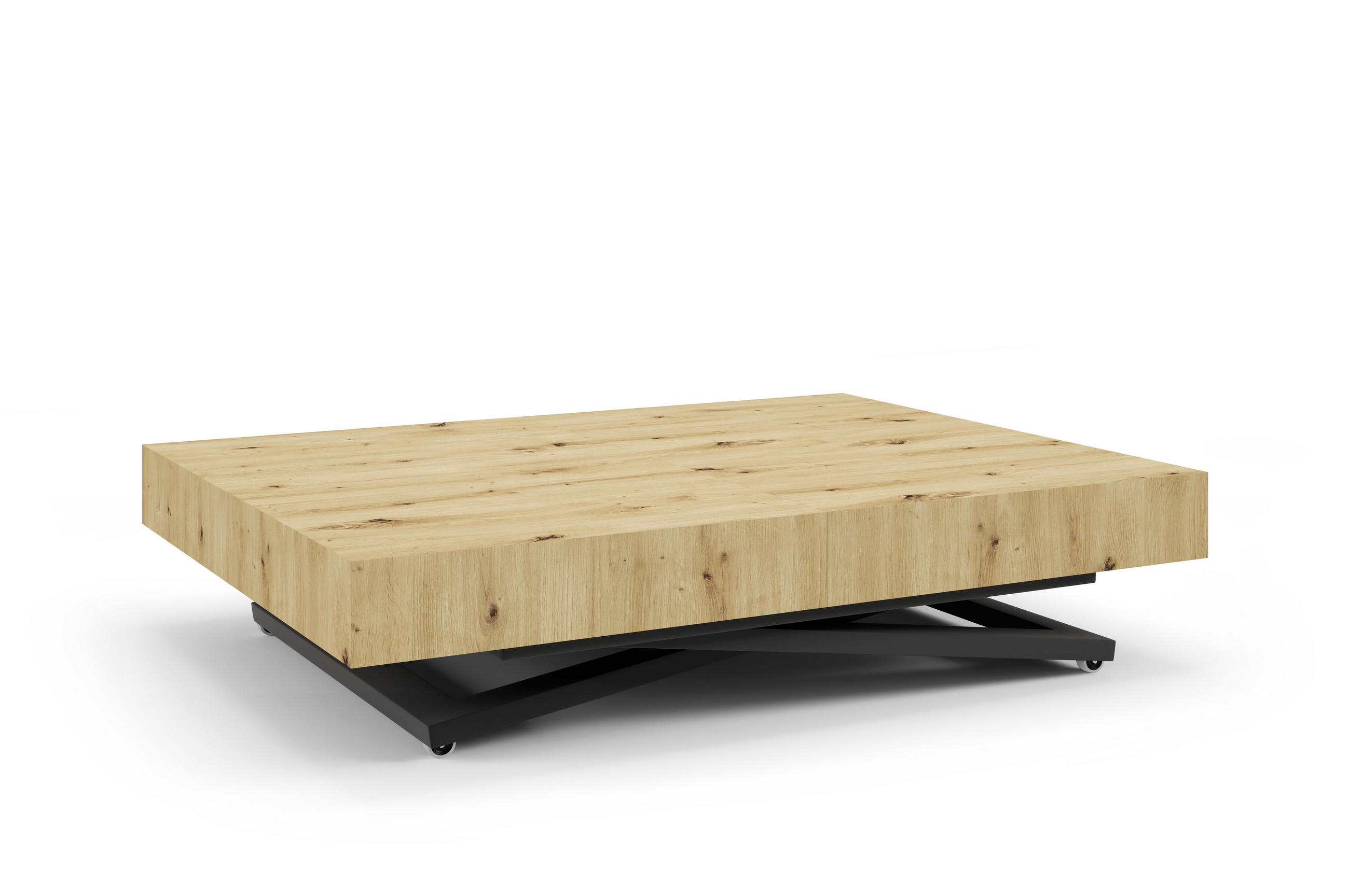 COUCHTISCH SANNA U - Schwarz/Eiche Artisan, Holzwerkstoff/Metall (80/120/27cm) - Meblini