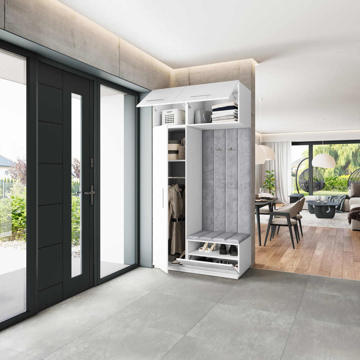 GARDEROBENSCHRANK REMA 120/240/60 cm Modern Weiß - Weiß, Holzwerkstoff (120/240/60cm) - MASSENO