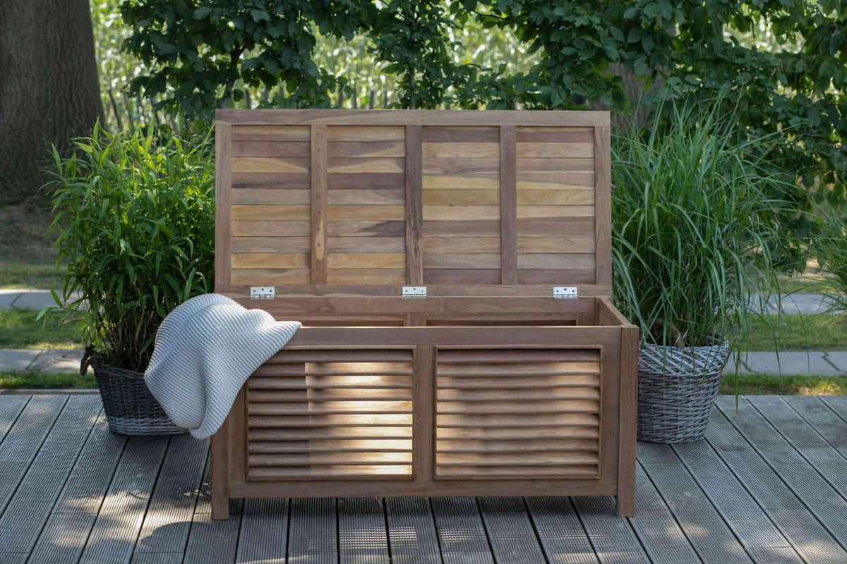 AUFBEWAHRUNGSBOX Teak Grande II - Naturfarben, Naturmaterialien/Holz (124/60/58cm) - Mr. Deko