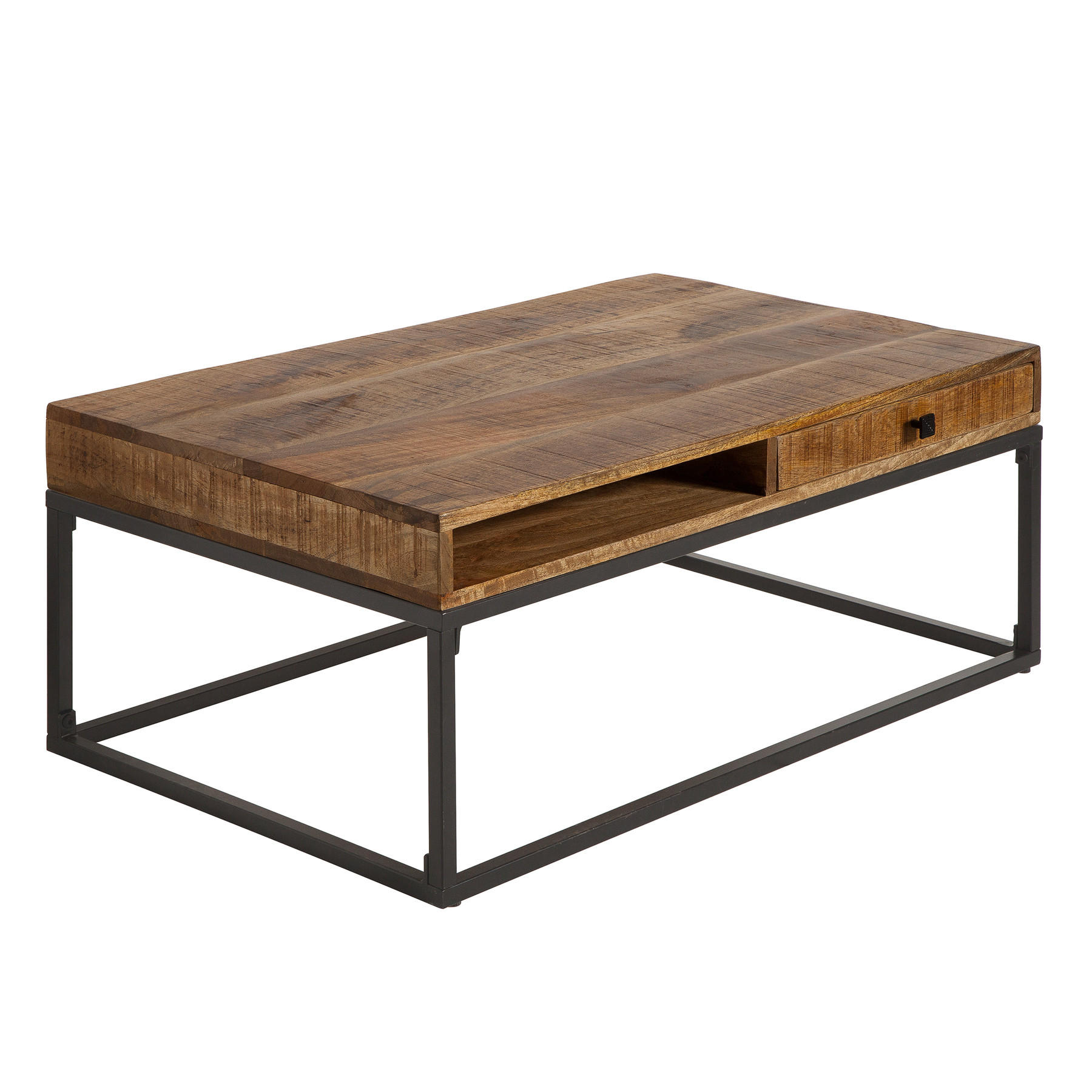 COUCHTISCH IRON CRAFT Mango rechteckig Natur 100cm - Braun, Holz/Metall (60/100/40cm) - riess-ambiente