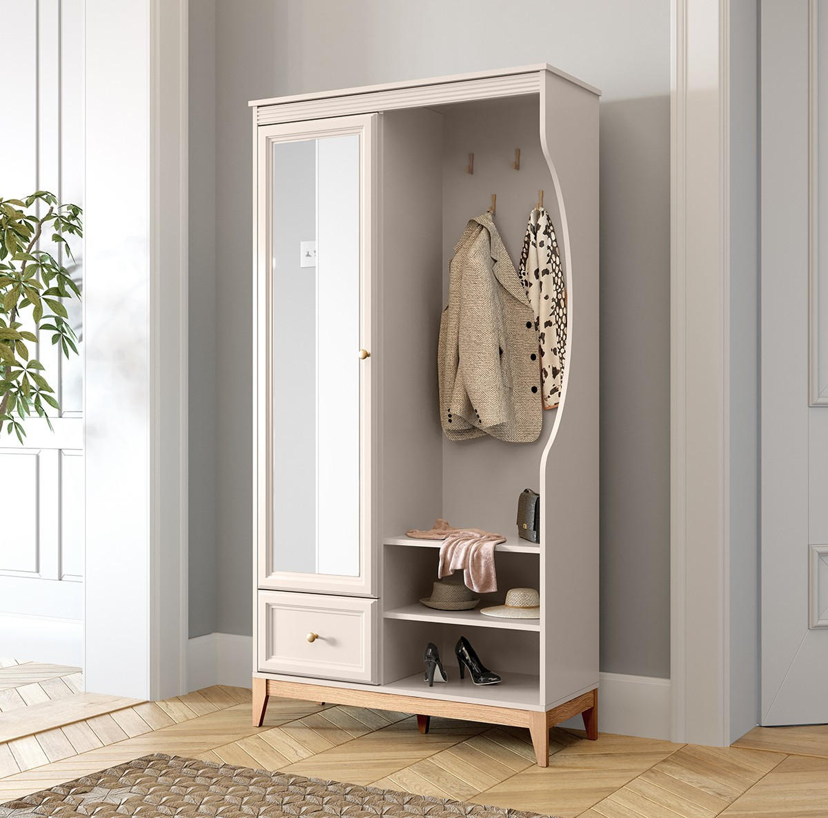 GARDEROBENSCHRANK CUNEO 100/193/41 Modern Garderobenschrank Kaschmir - Kaschmir, Holzwerkstoff (100.1/193/40.6cm) - MASSENO