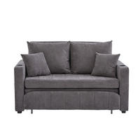 SOFA Klappbar mit USB-Ladefunktion und Aufbewahrungstasche Grau Chenille 139/83/58 cm - Grau, Textil (139/83/73cm) - OKWISH