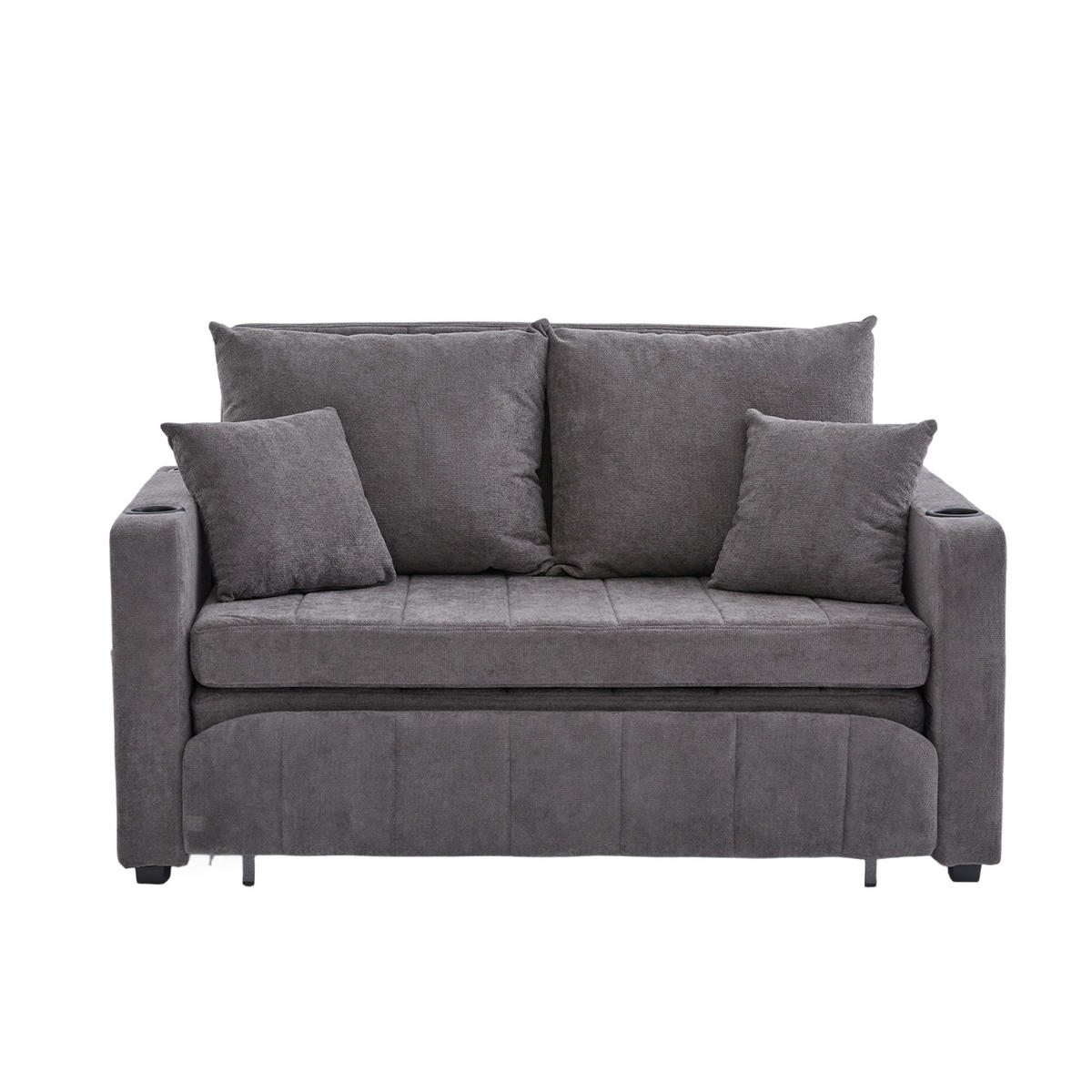 SOFA Klappbar mit USB-Ladefunktion und Aufbewahrungstasche Grau Chenille 139/83/58 cm - Grau, Textil (139/83/73cm) - OKWISH