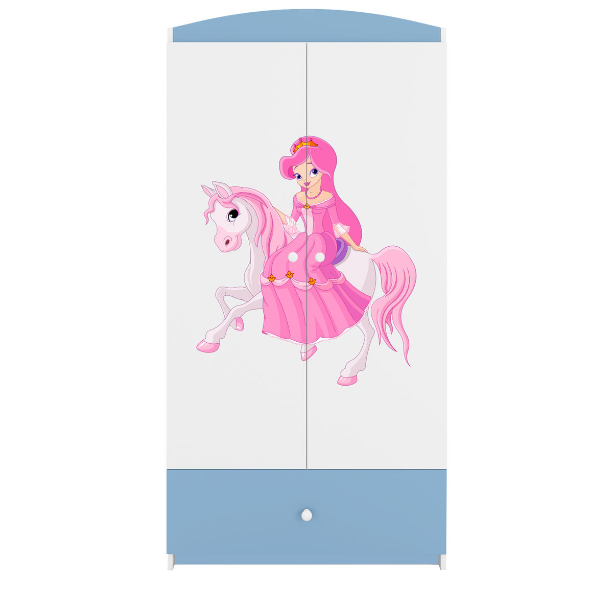 KINDERKLEIDERSCHRANK Prinzessin II - Blau, Holzwerkstoff (90/175/52cm) - RAUMHIRSCH FURNITURE