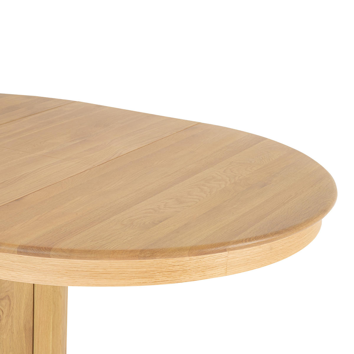 ESSTISCH Elin, Natur Massiveiche, Ø120 cm + 40 cm - Beige, Holz (120/120/76cm) - WOODEK