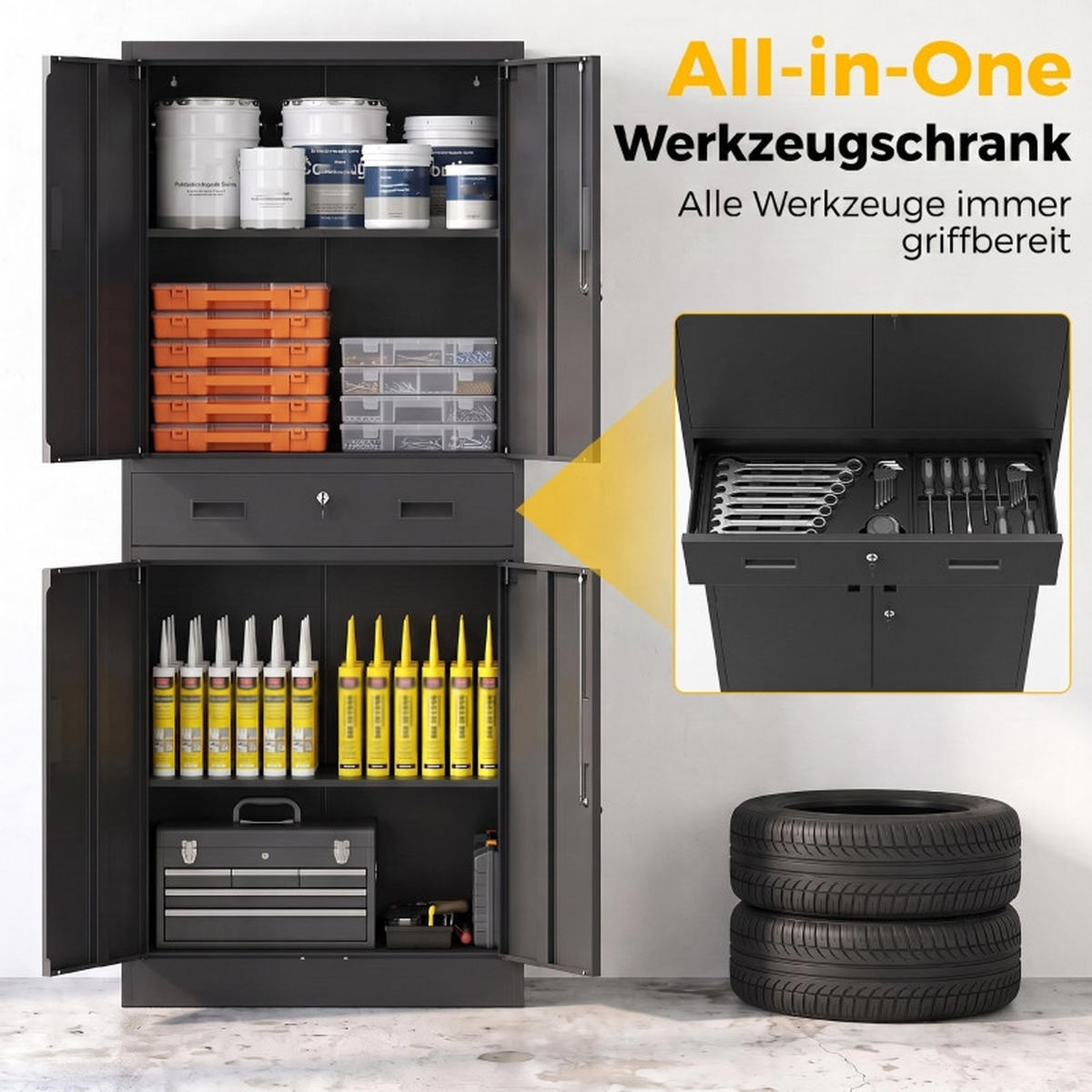 KOMBINATIONSKOFFER – 180 cm – Schwarz - Schwarz, Metall (40/180/75cm) - DCA
